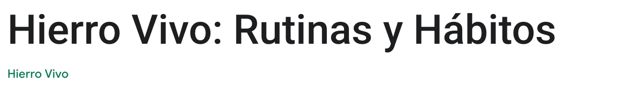 The Hierro Vivo listing title on Google Play, reading Hierro Vivo: Rutinas y Hábitos.
